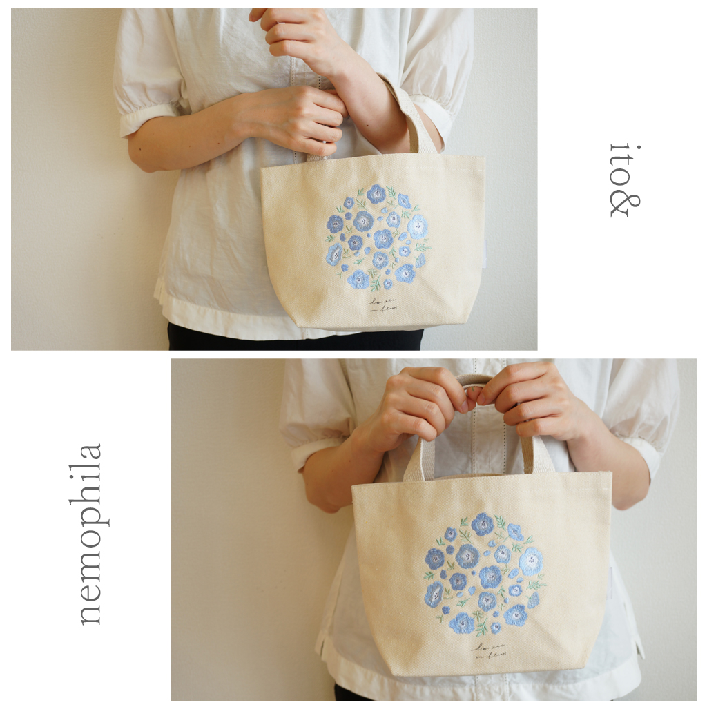 【ito&】 柔らかい色彩の刺繍が美しいミニトートバッグ
