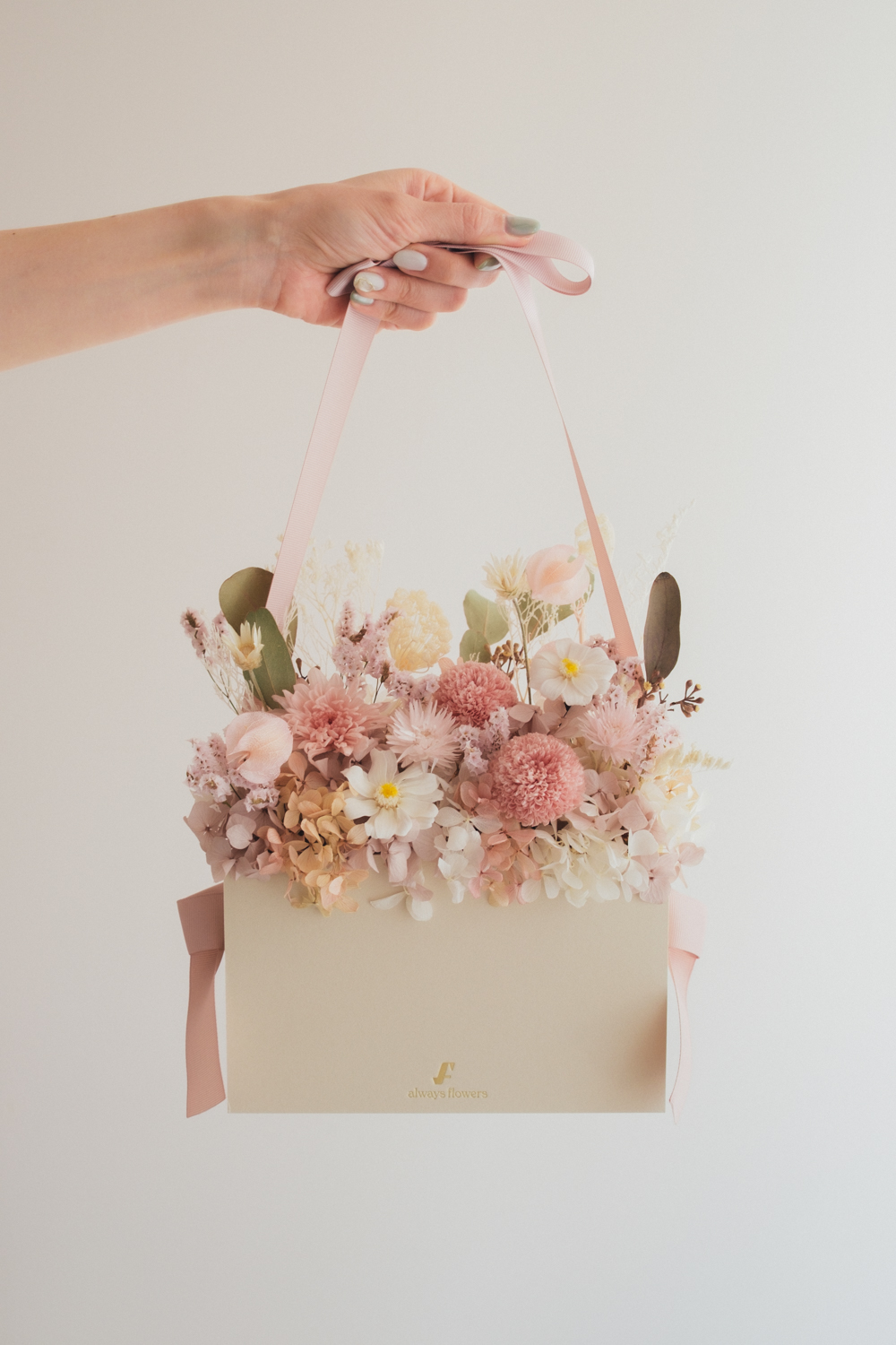 Flower BAG No.1／フラワーバッグアレンジ　つむぎ／プリザーブド＆ドライフラワー