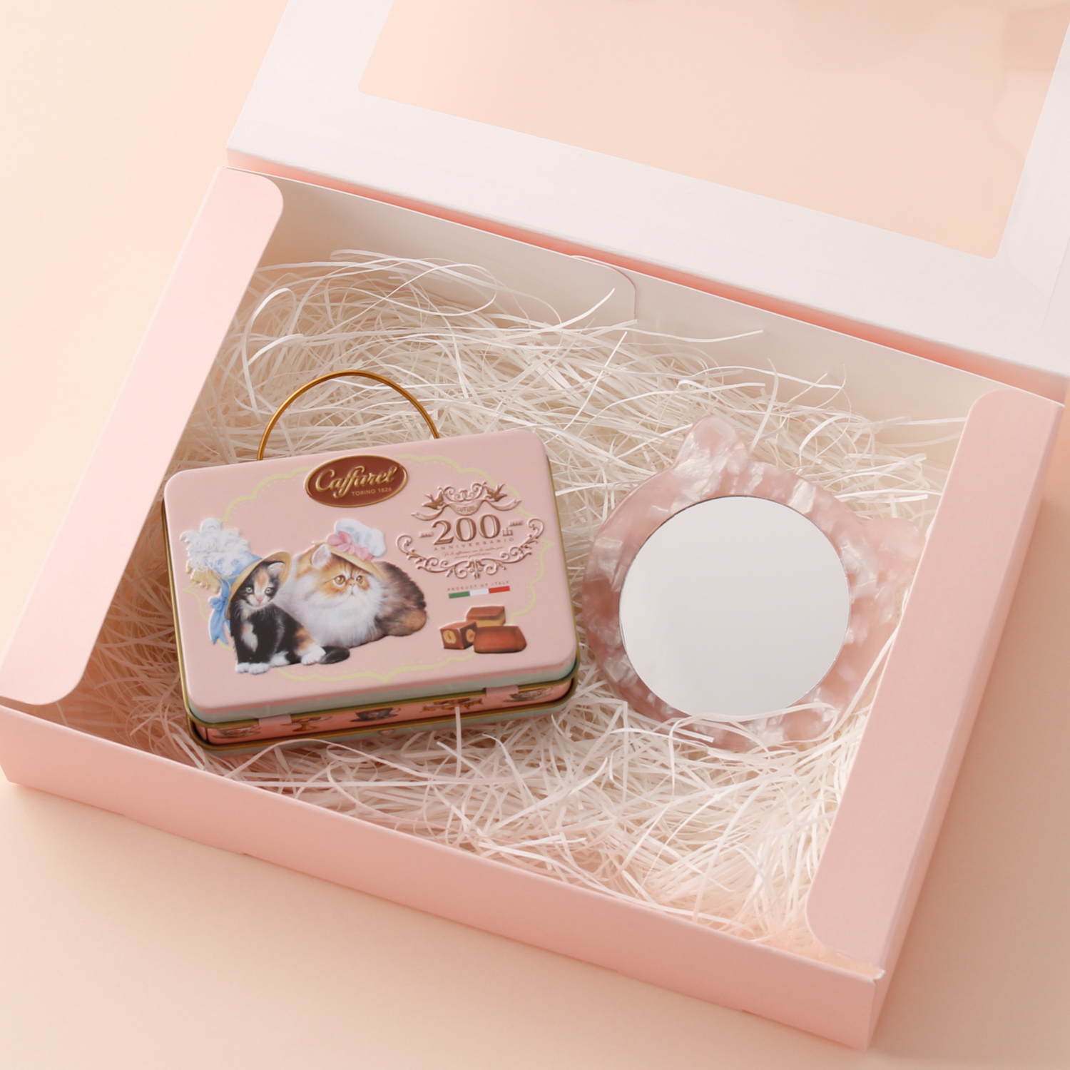 【猫好きにピッタリ】キャットハンディミラー×カファレルねこのティータイム×選べるBOXセット