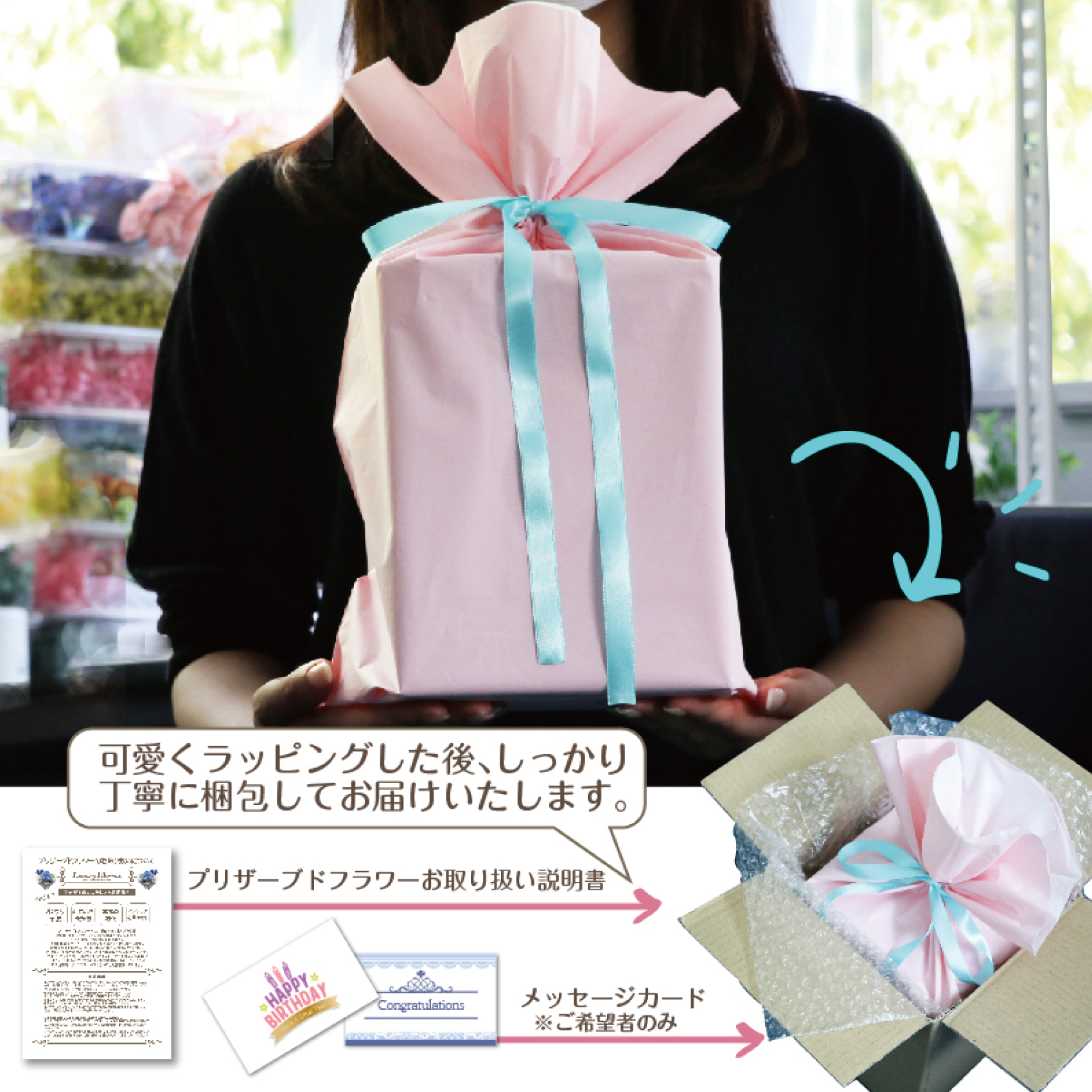 【名入れ】誕生月ラインストーン付きエンジェルガラスドーム プリザーブドフラワー