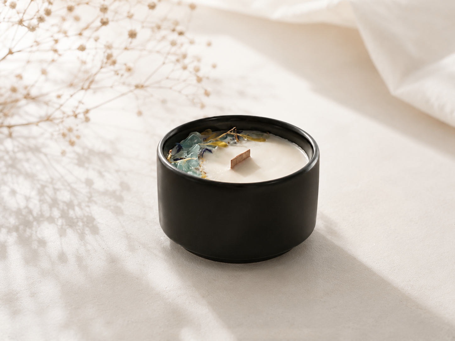 Stone Candle – Aquamarine（天然石アロマSOYキャンドル）