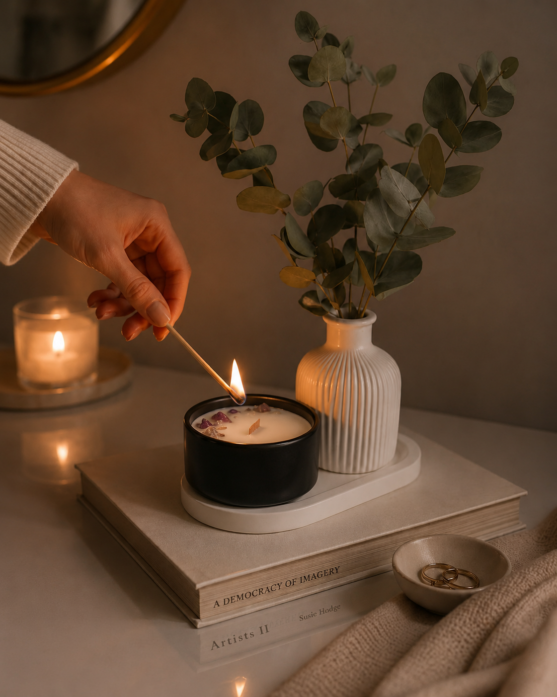 Stone Candle – Garden Quartz（天然石アロマSOYキャンドル）