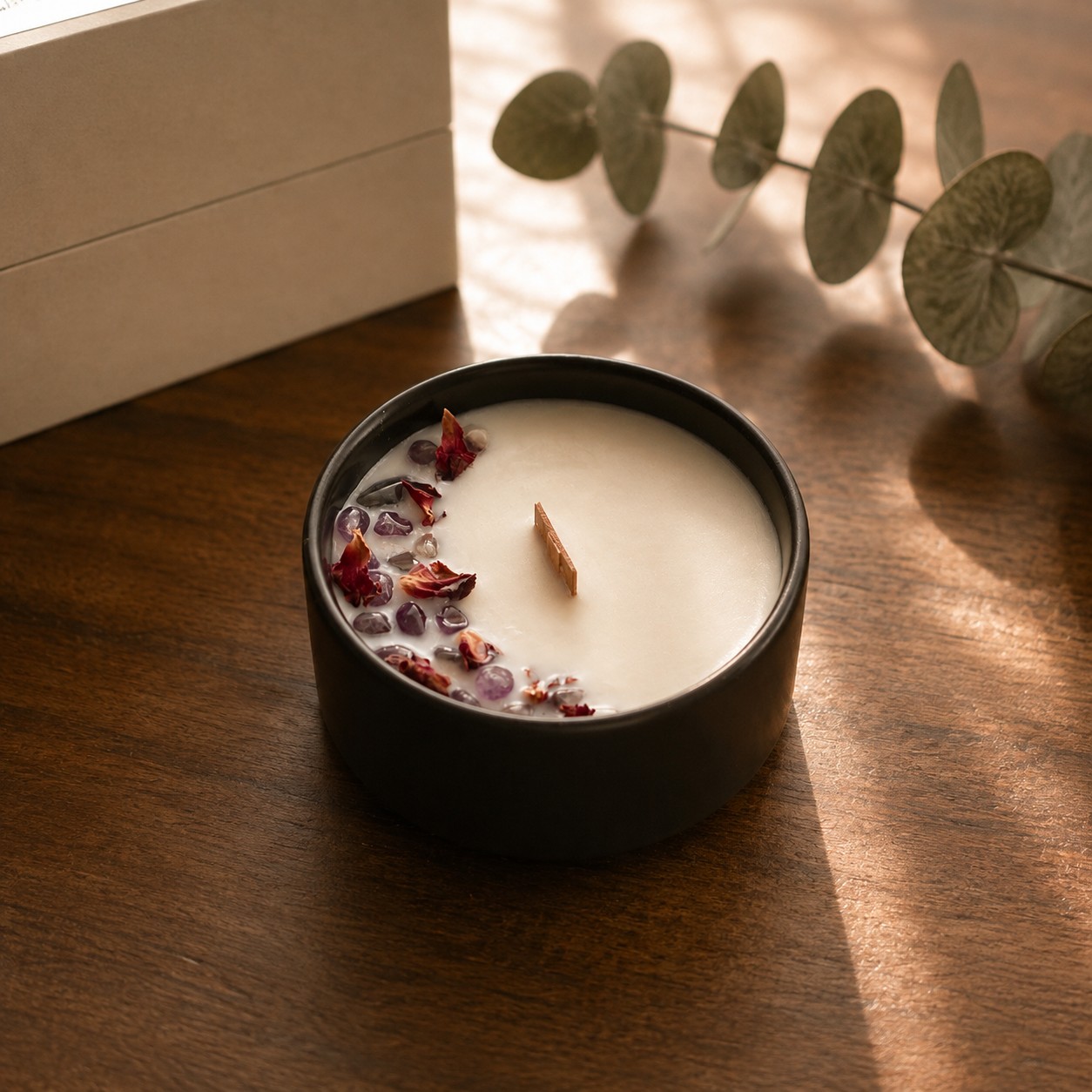 Stone Candle & Mini Sachet Gift Set – Amethyst（天然石アロマSOYキャンドル・ミニサシェセット）