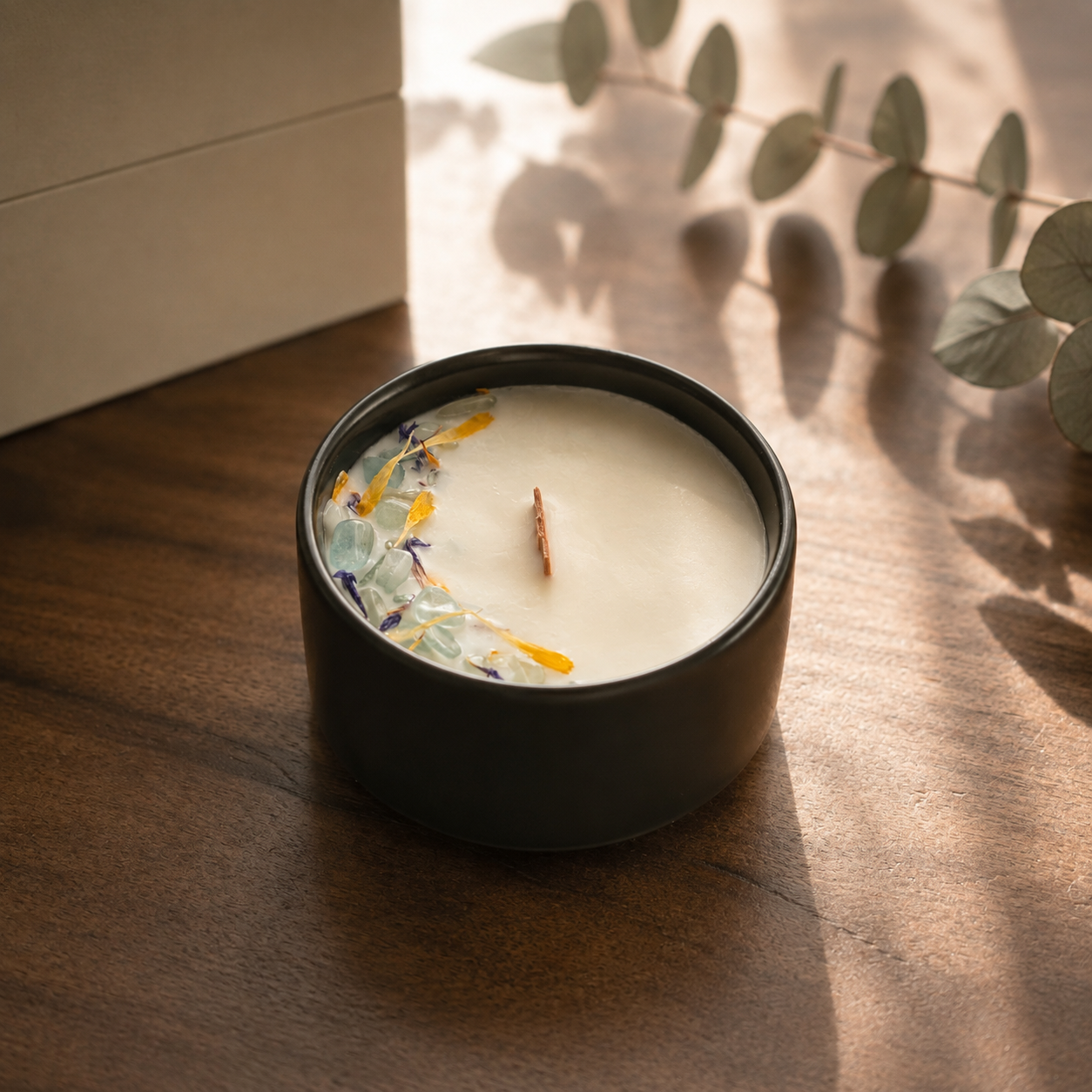 Stone Candle & Mini Sachet Gift Set – Aquamarine（天然石アロマSOYキャンドル・ミニサシェセット）