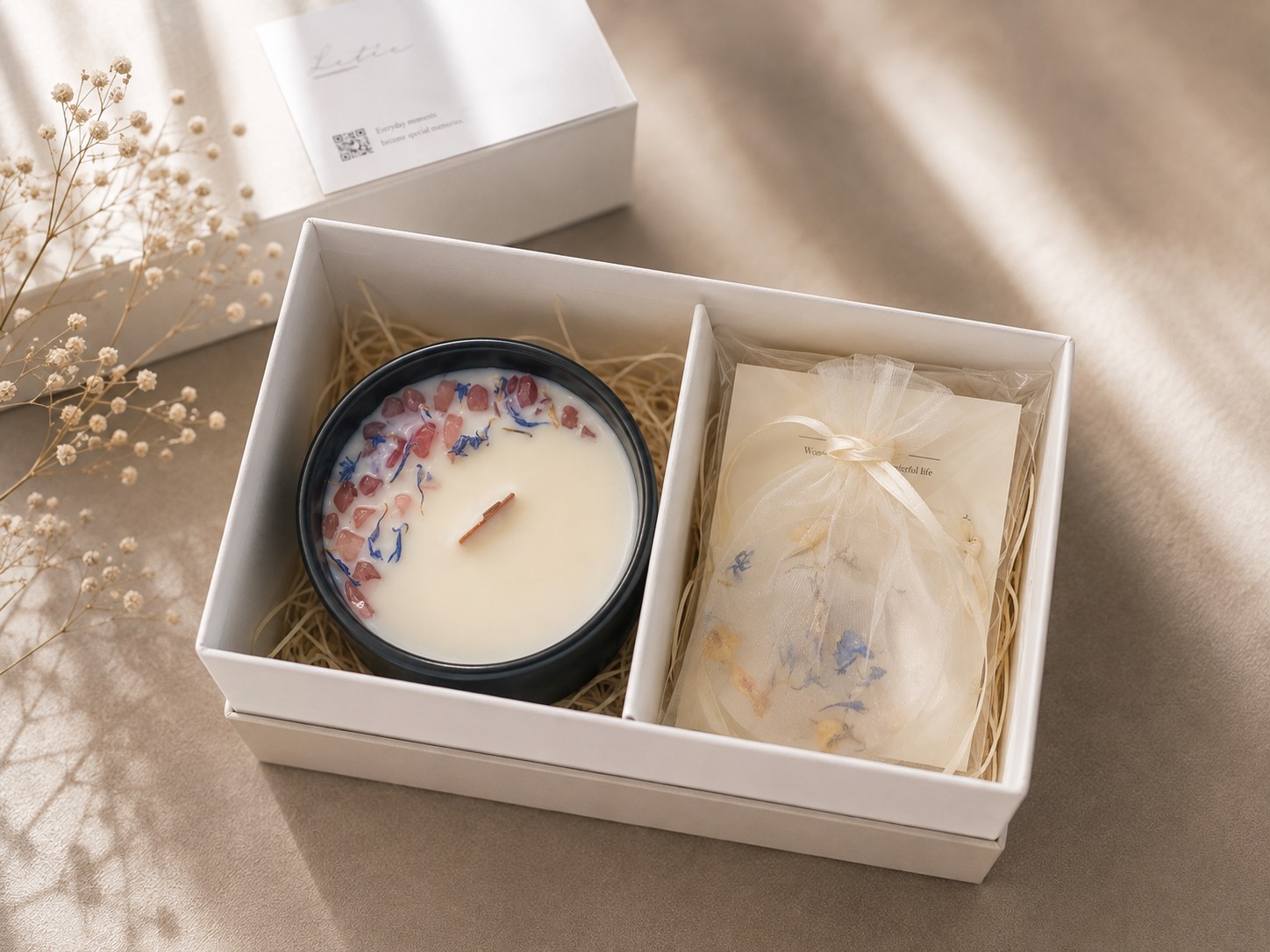 Stone Candle & Mini Sachet Gift Set – DeepRose（天然石アロマSOY