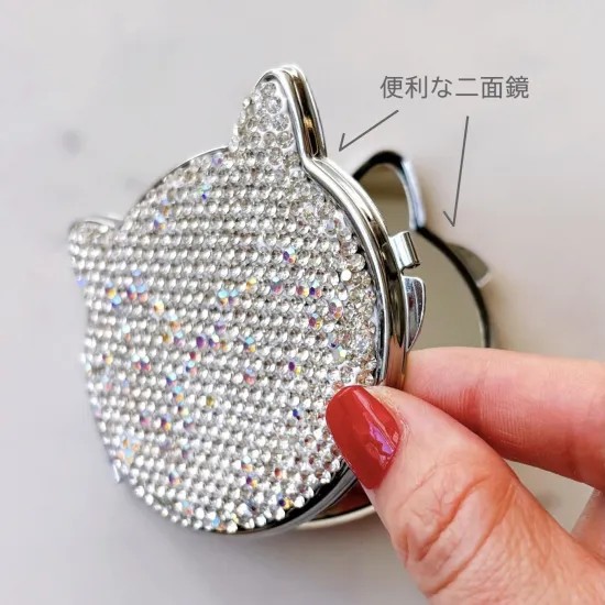 ネコのクリスタルハンドミラー