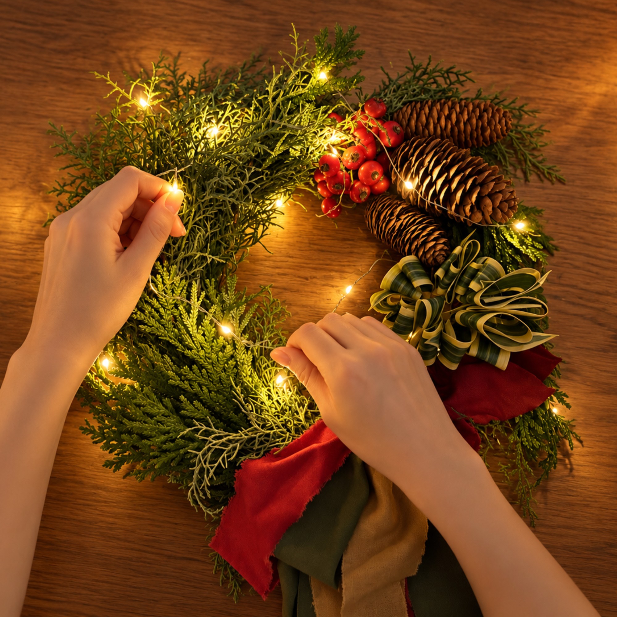 《クリスマス限定》クリスマスを待つ リース 25cm