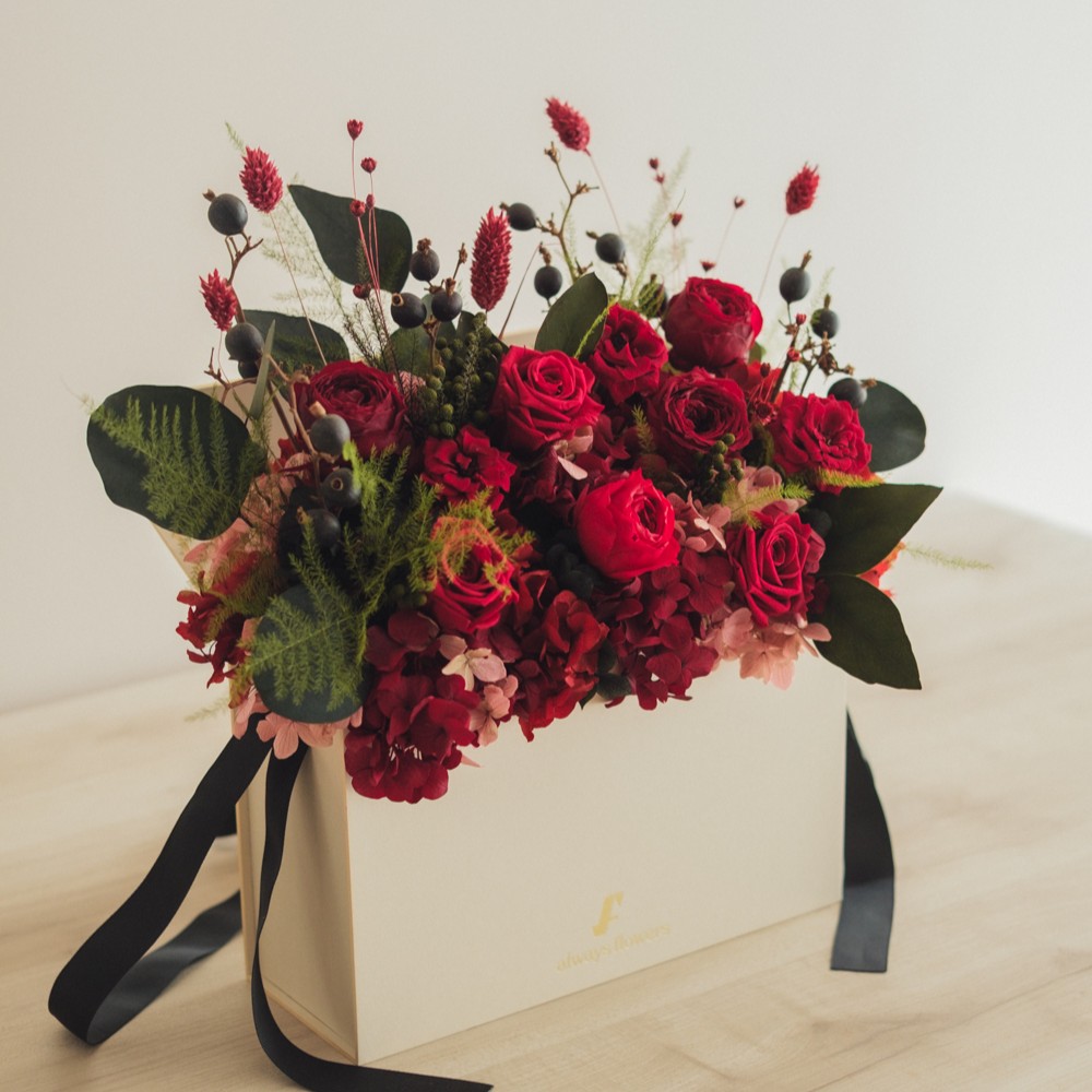 Flower BAG No.1／フラワーバッグアレンジ　ローズロマンス／プリザーブド＆ドライフラワー