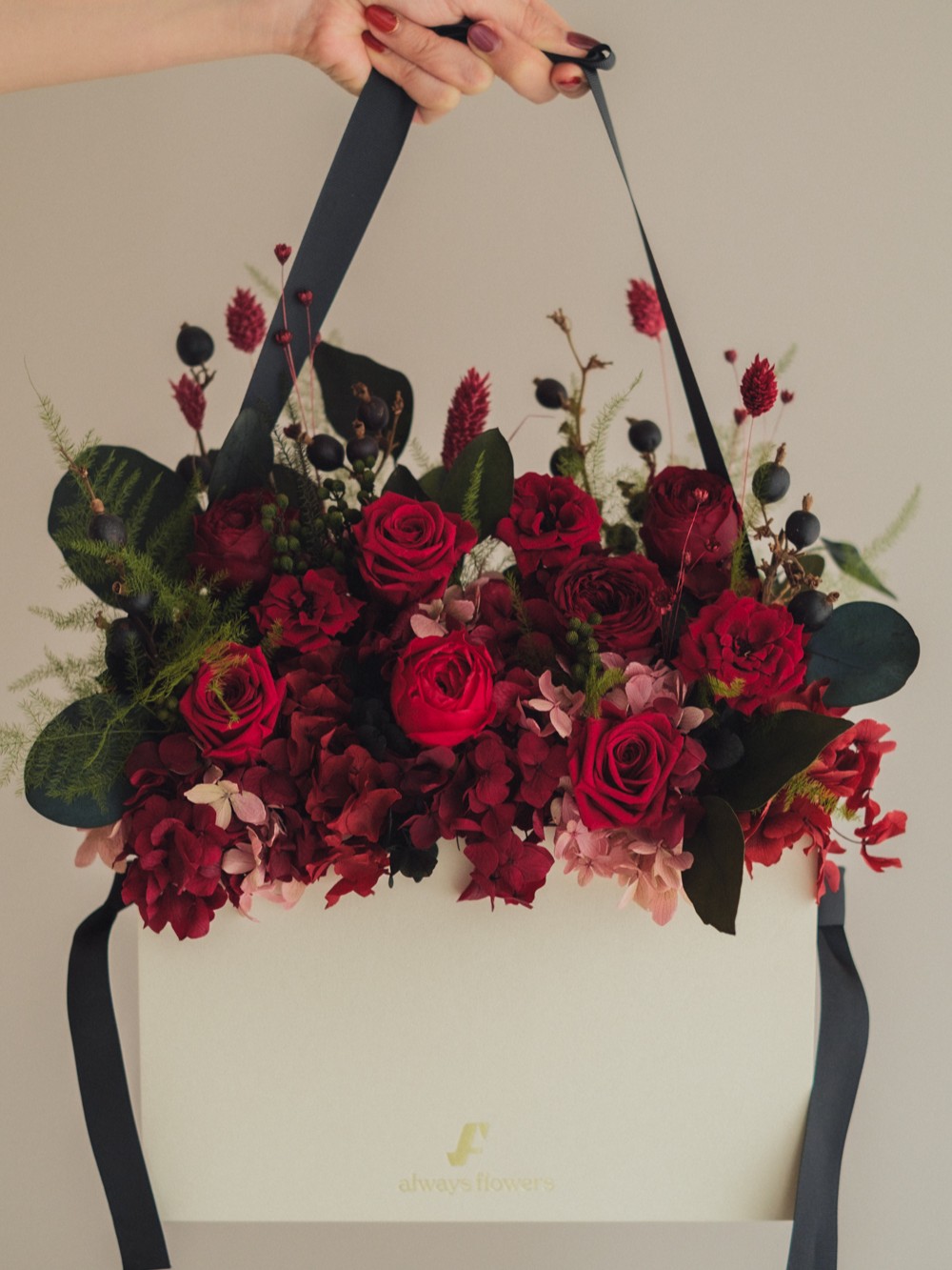 Flower BAG No.1／フラワーバッグアレンジ　ローズロマンス／プリザーブド＆ドライフラワー