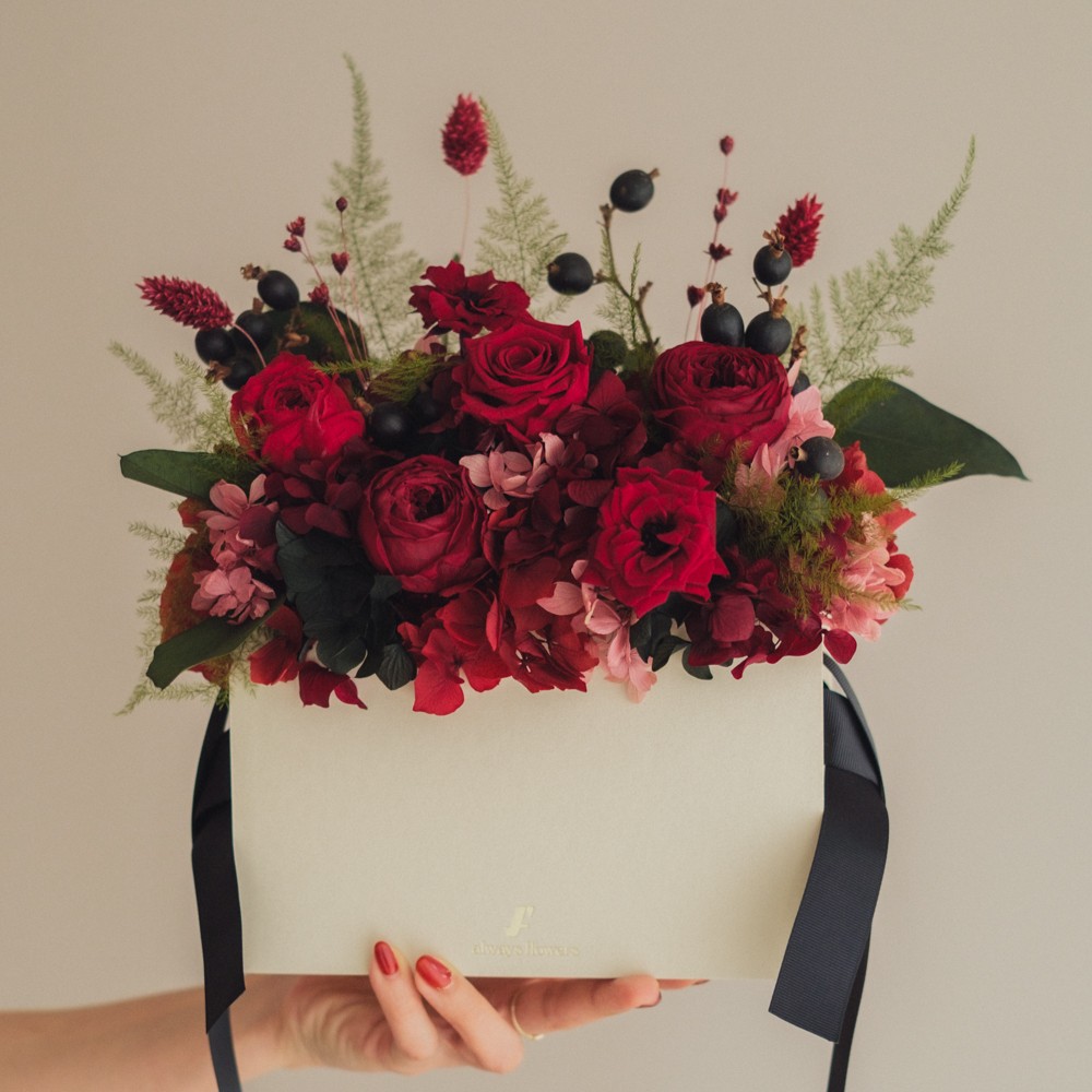 Flower BAG No.1／フラワーバッグアレンジ　ローズロマンス／プリザーブド＆ドライフラワー