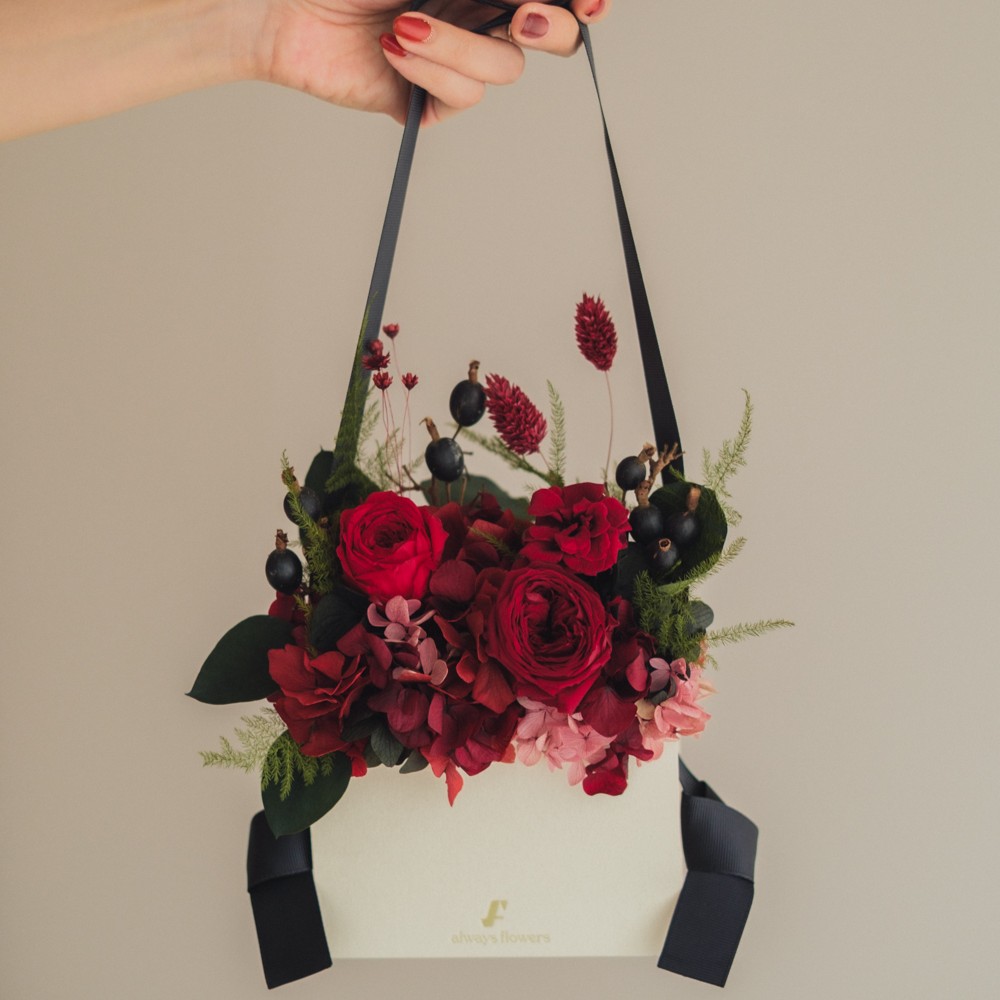 Flower BAG No.1／フラワーバッグアレンジ　ローズロマンス／プリザーブド＆ドライフラワー
