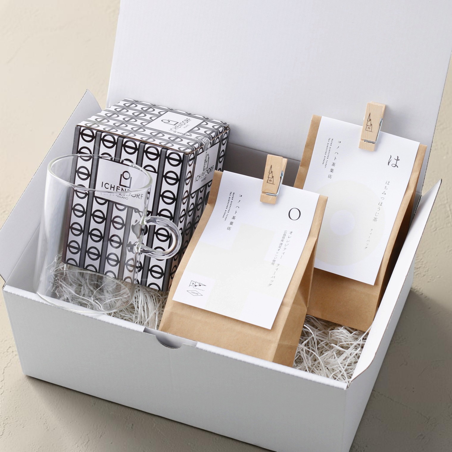 美しいお茶とガラスカップのギフトBOXセット