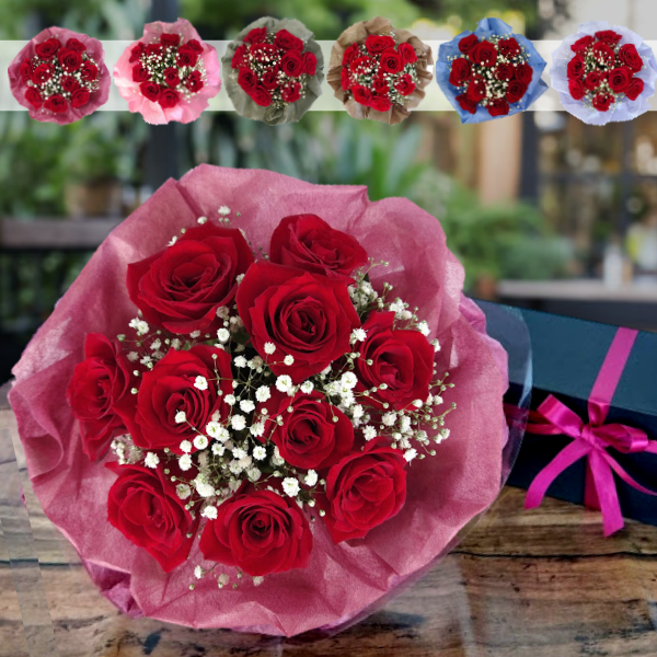 12本のバラ（ロゼ）とバラの香水（イブシェリーパフューム） | karendo 