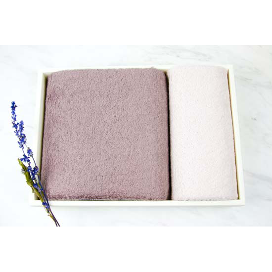 ハンドタオルライトグレー&フェイスタオルアルミグレー-モダンリゾート