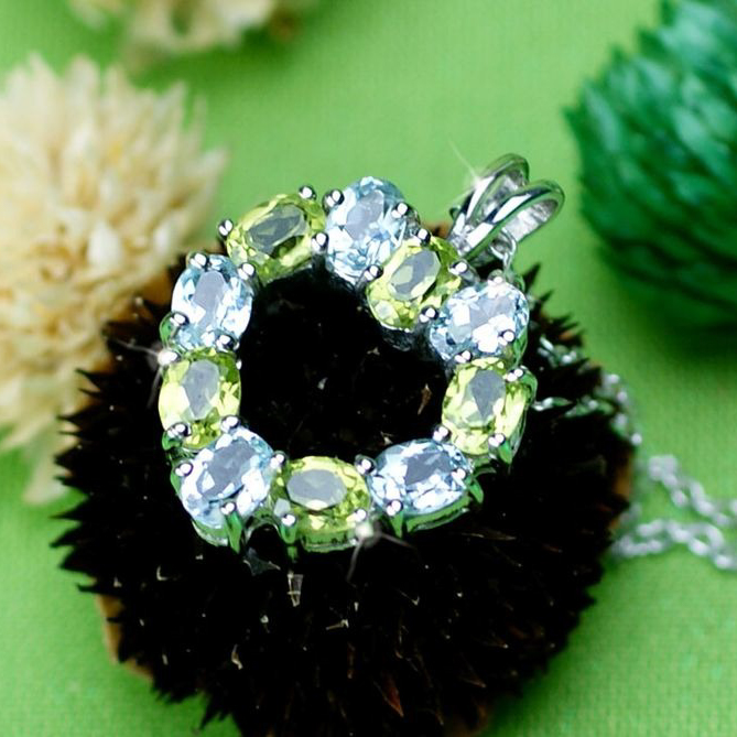 【Clementia】ブルートパーズ＆ペリドットペンダント