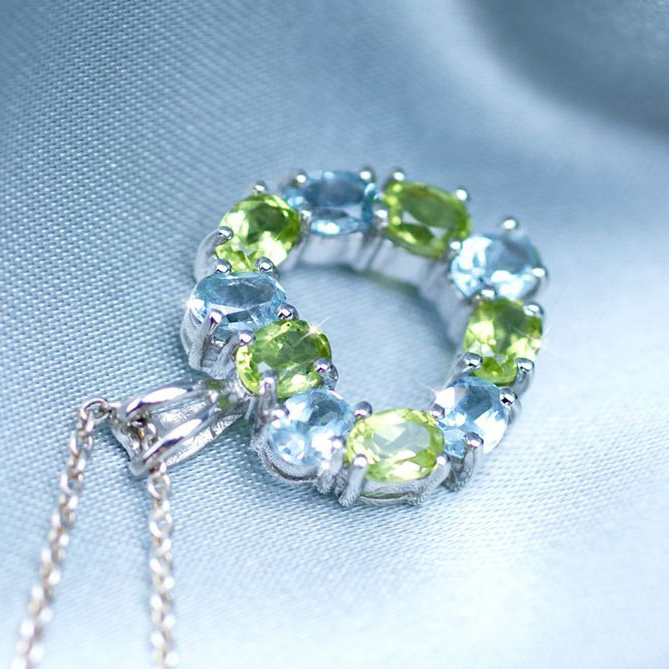 【Clementia】ブルートパーズ＆ペリドットペンダント