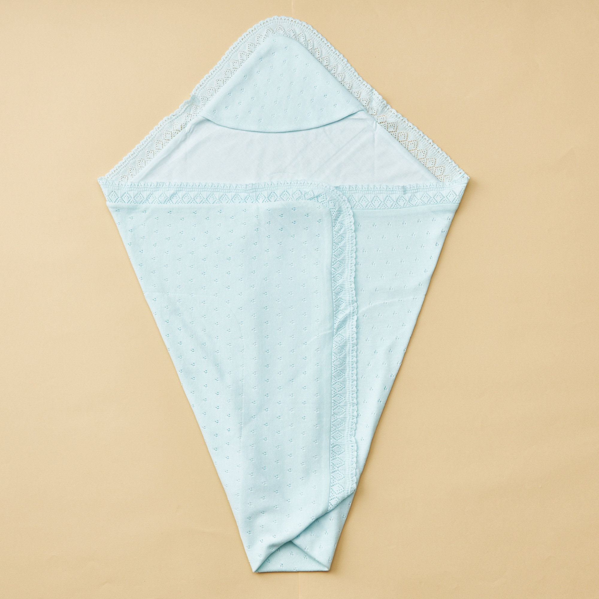 透かし編みレースのアフガン(おくるみ)