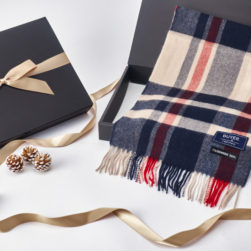 【刺繍名入れギフト】カシミヤ100%マフラー［チェック］