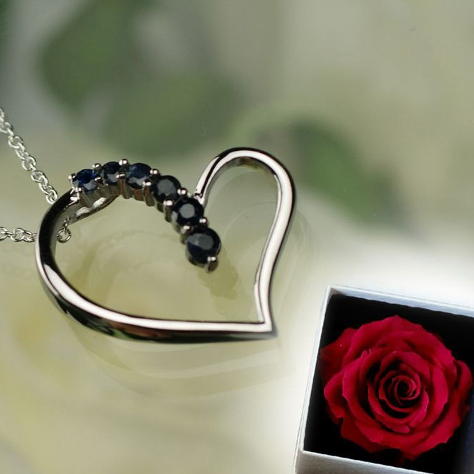 【Clementia】サファイア オープンハート ペンダント