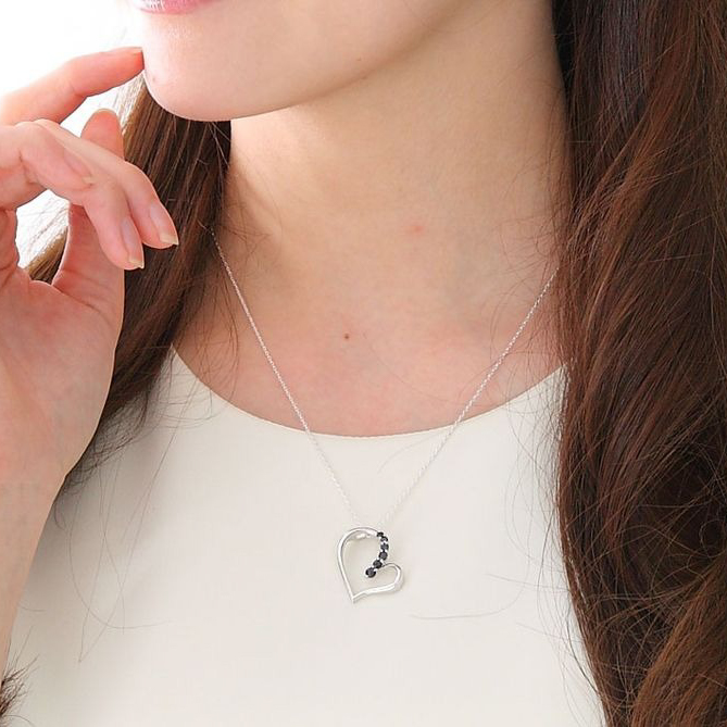 【Clementia】サファイア オープンハート ペンダント