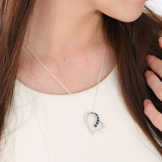 【Clementia】サファイア オープンハート ペンダント