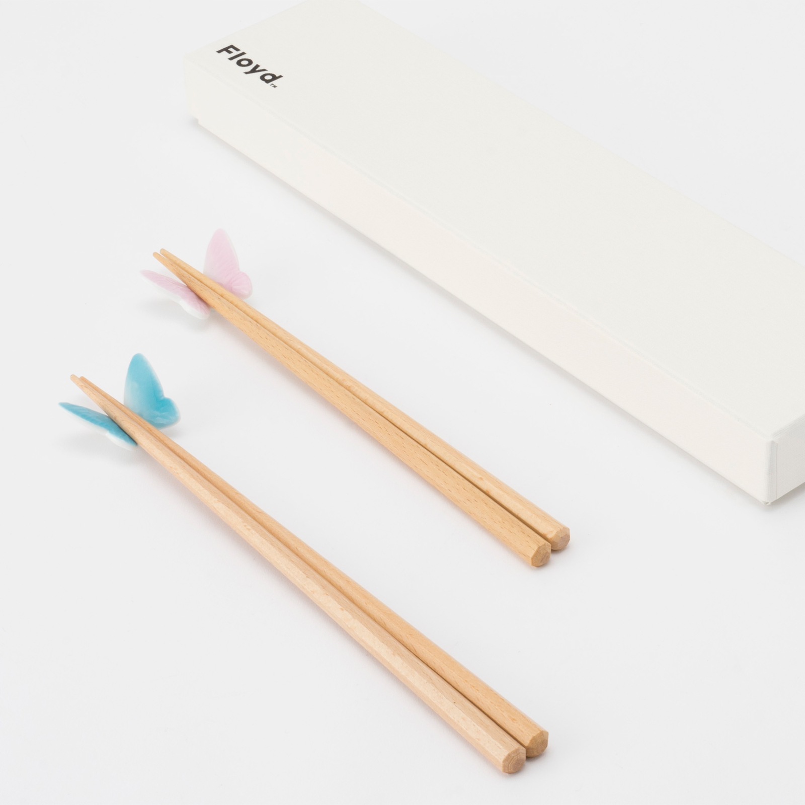 【ペア】バタフライ 箸置き＆箸二膳セット