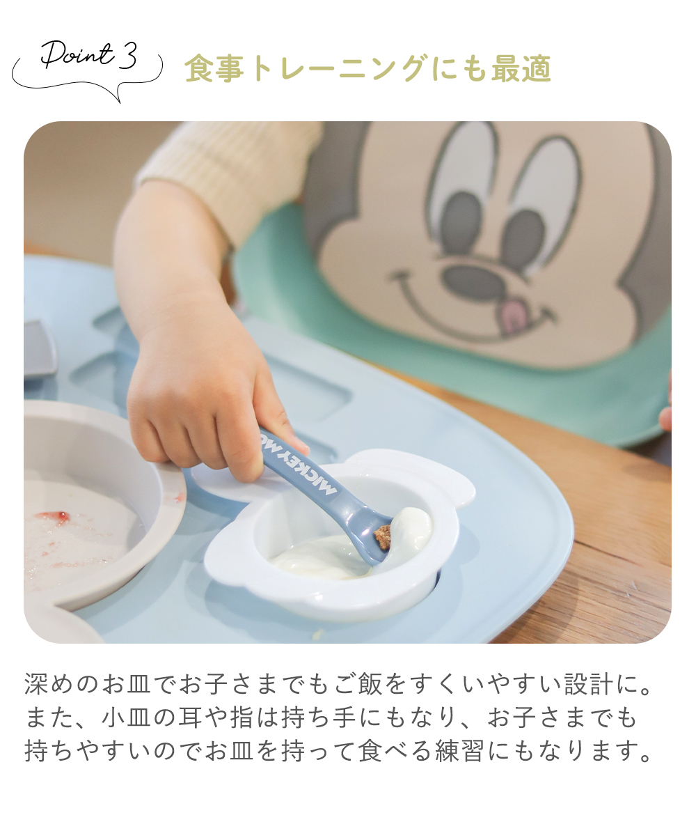 ミッキー・ミニー アイコンランチプレート+名前入りお食事スタイエプロンセット