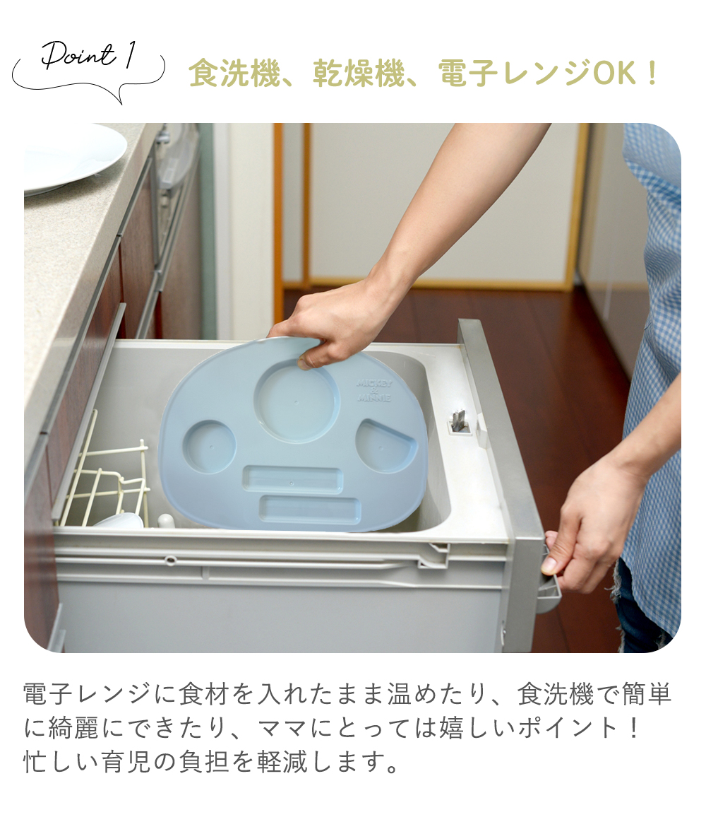 ミッキー・ミニー アイコンランチプレート+名前入りお食事スタイエプロンセット