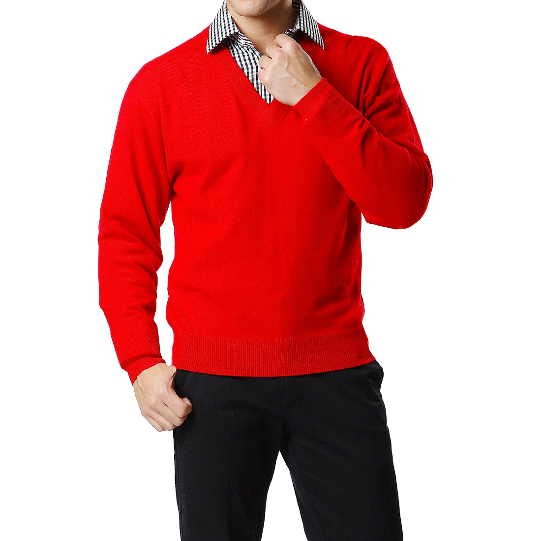 還暦 カシミヤVネックセーター -702-