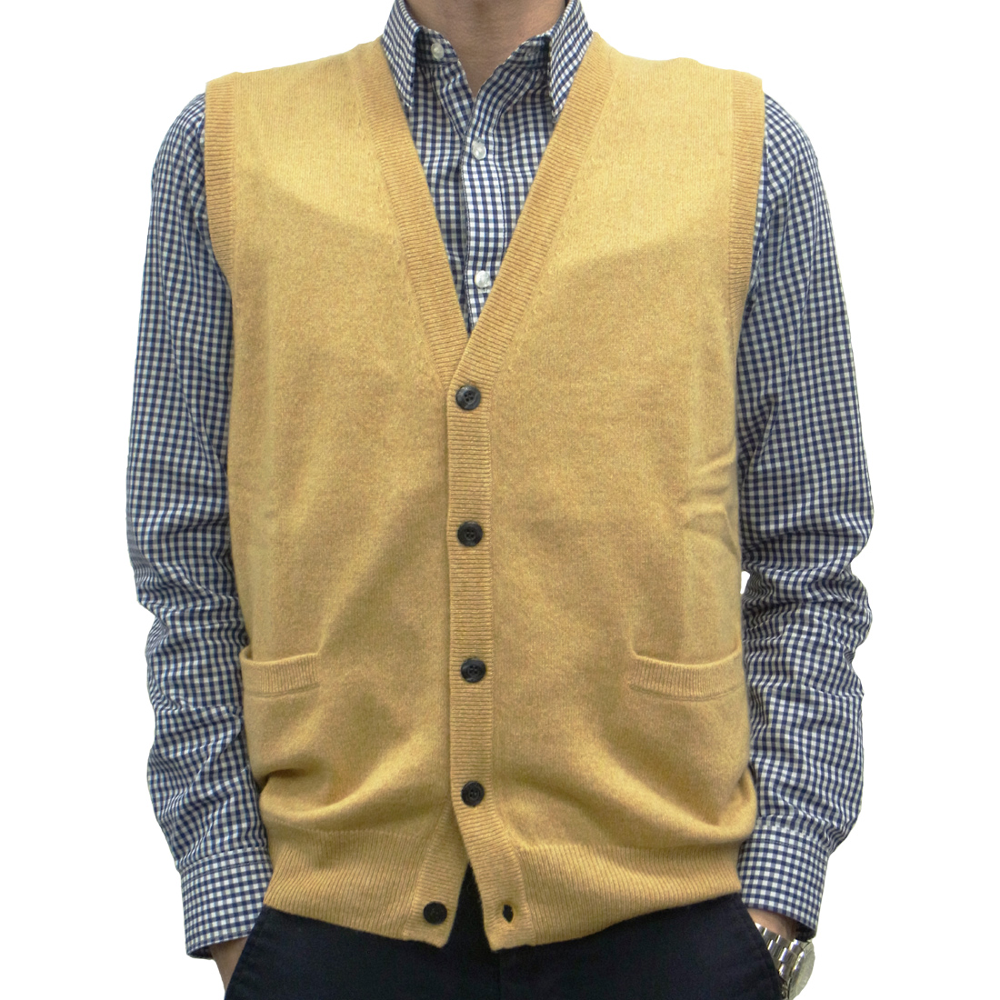 傘寿 カシミヤ前開きベスト -632329-bei-22C-