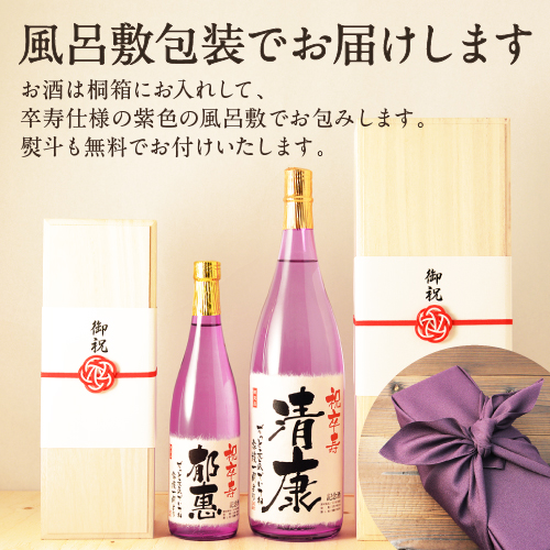 【卒寿祝いセット】メモリアル新聞付き名入れ日本酒1800ml＋紫ちゃんちゃんこ（箱入り）セット≪紫龍≫【純米大吟醸】