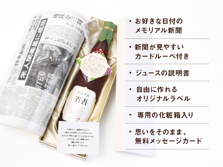 生まれ年のメモリアル新聞付き！名入れ巨峰ジュース【500ml】