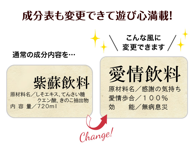 生まれ年のメモリアル新聞付き！ノンアルコールの名入れしそジュース≪紫蘇ゴールド≫【720ml】