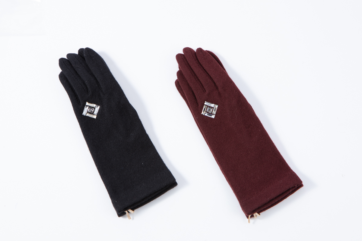 婦人手袋5指スワロフスキー付き