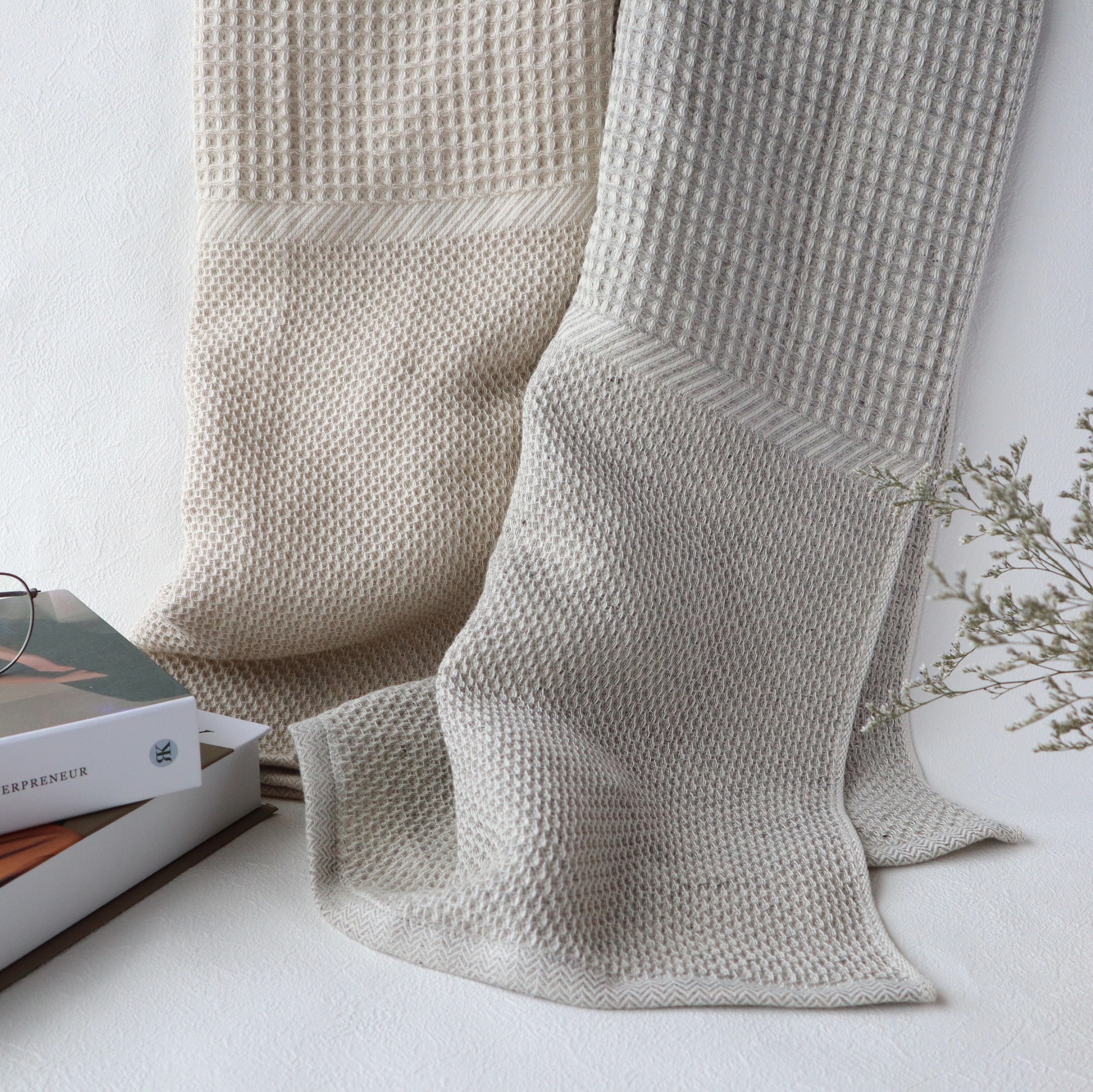 【送料無料・名入れ可能】コットンリネンバスタオル（2枚）giftbox