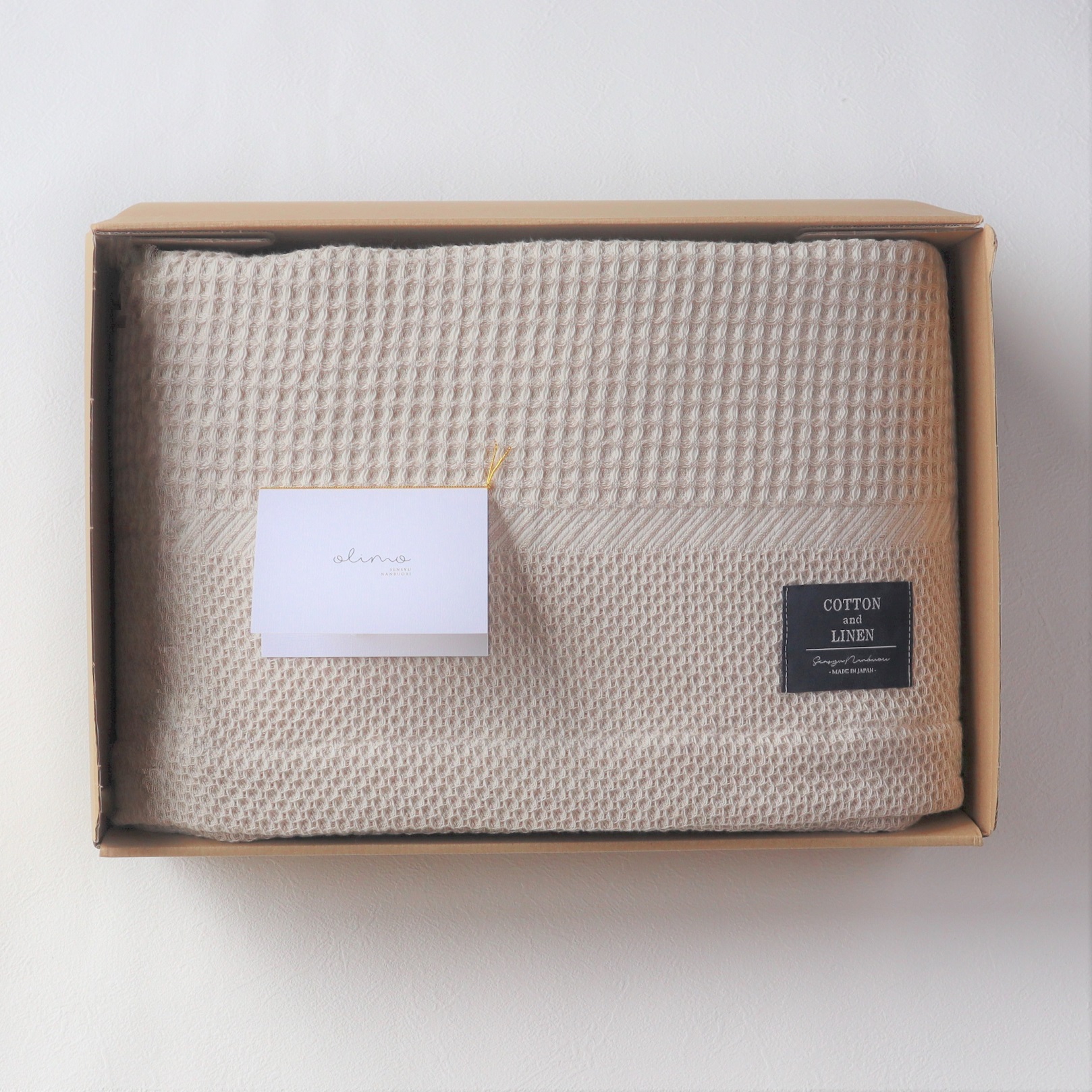 【送料無料・名入れ可能】コットンリネン　ケット giftbox