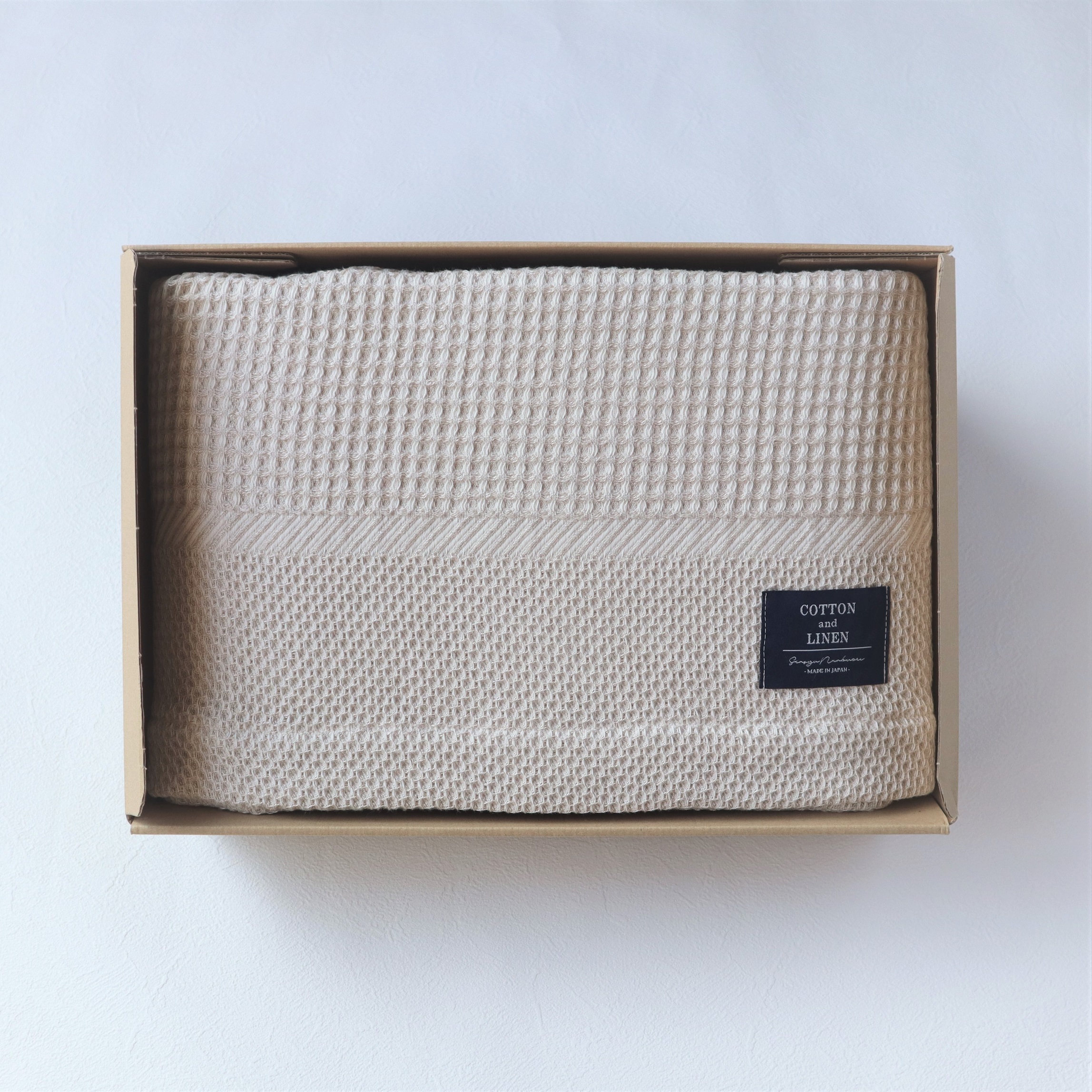 【送料無料・名入れ可能】コットンリネン　ケット giftbox