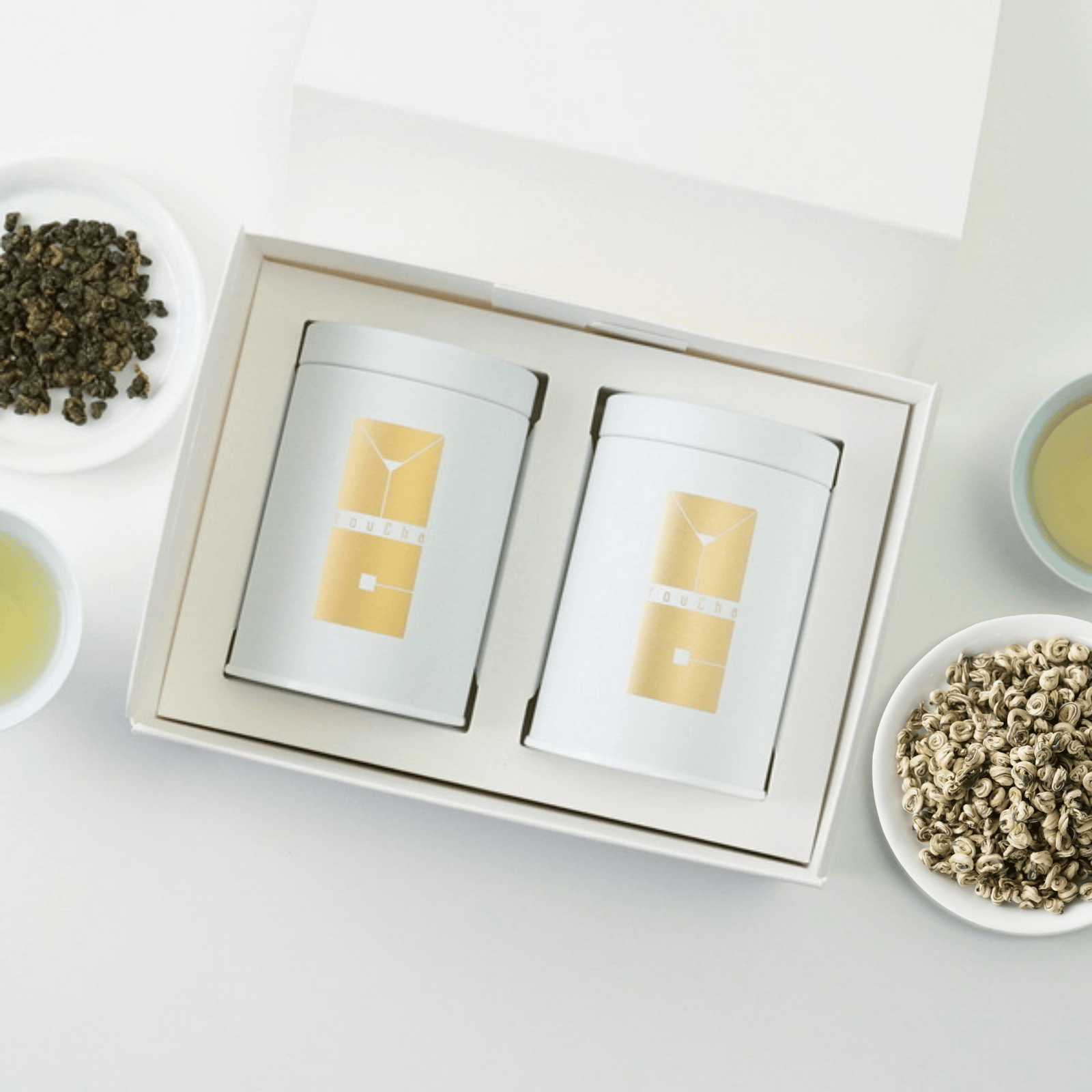 “バニラ香とジャスミン香”自然なアロマ 缶入2種セット（阿里山金萱高山茶+茉莉玉螺花茶)