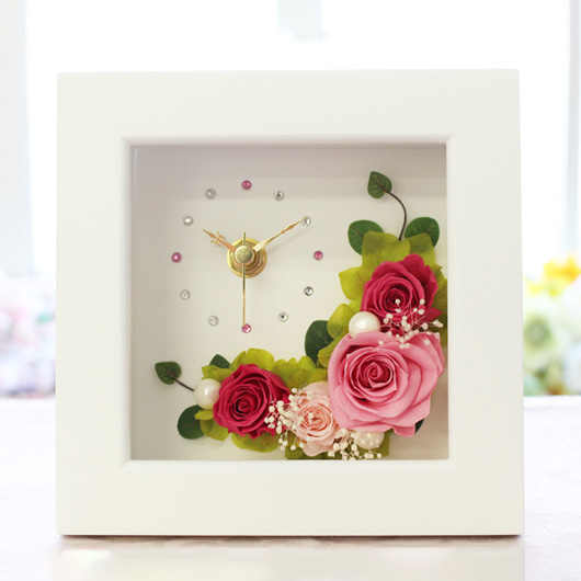 フレーム時計 プリザーブドフラワー