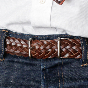 MERCER ITALIAN VEGETABLE TANNED OILED LEATHER MESH BELT