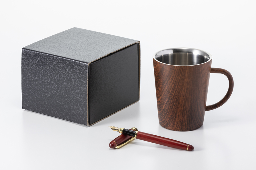 ウッドデザイン　二重マグ＆万年筆セット