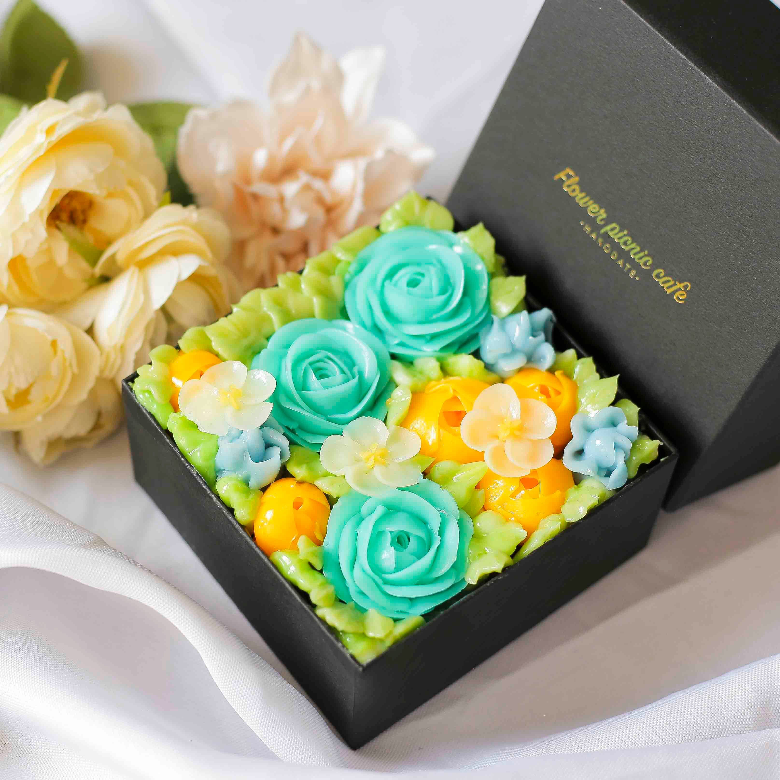 【食べられるお花】"ミニ"ボックスフラワーケーキ