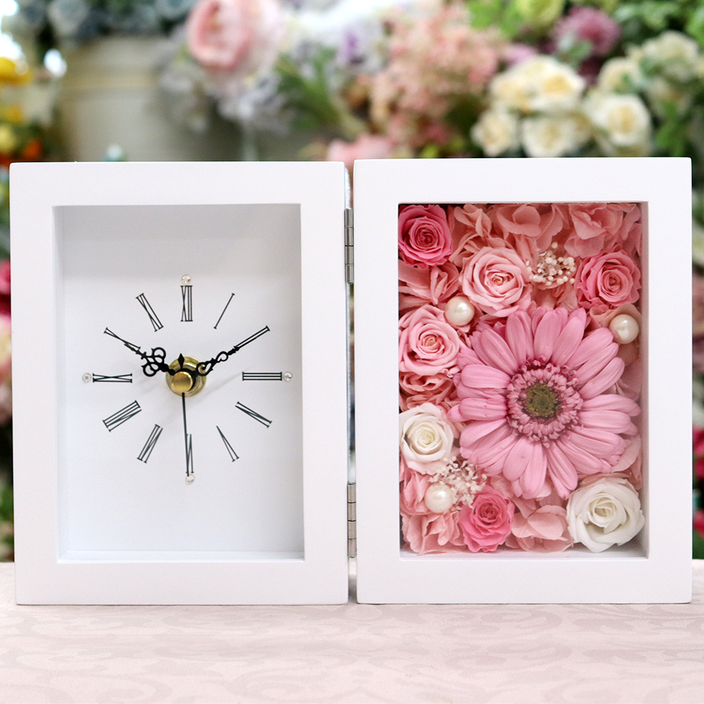フレームの 置き時計 ガーベラ ＆ ローズ