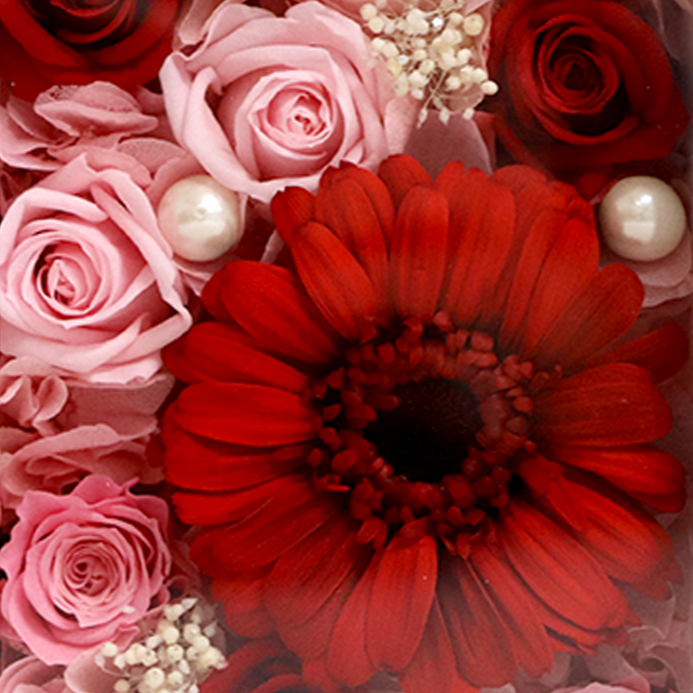 フレームの 置き時計 ガーベラ ＆ ローズ