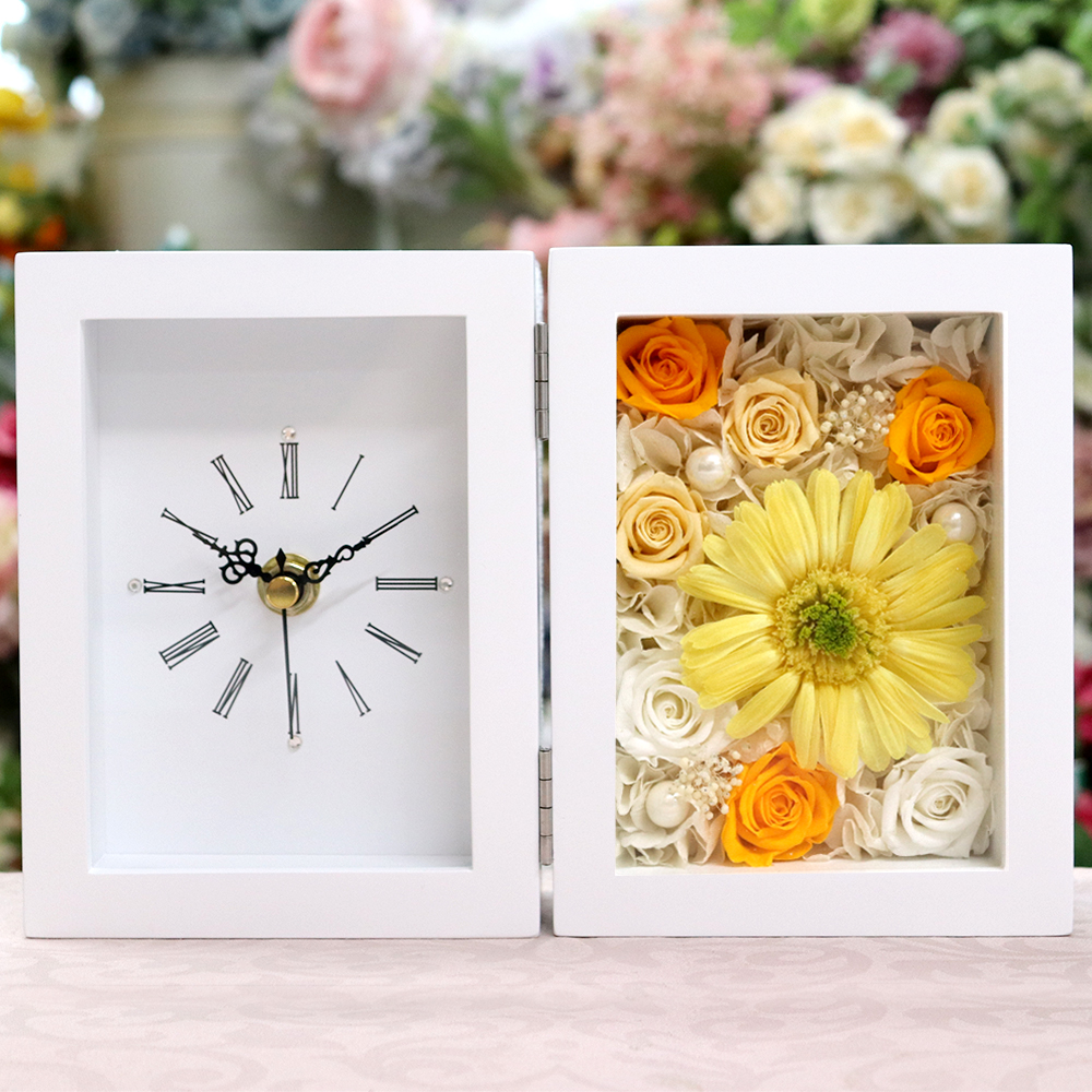 フレームの 置き時計 ガーベラ ＆ ローズ