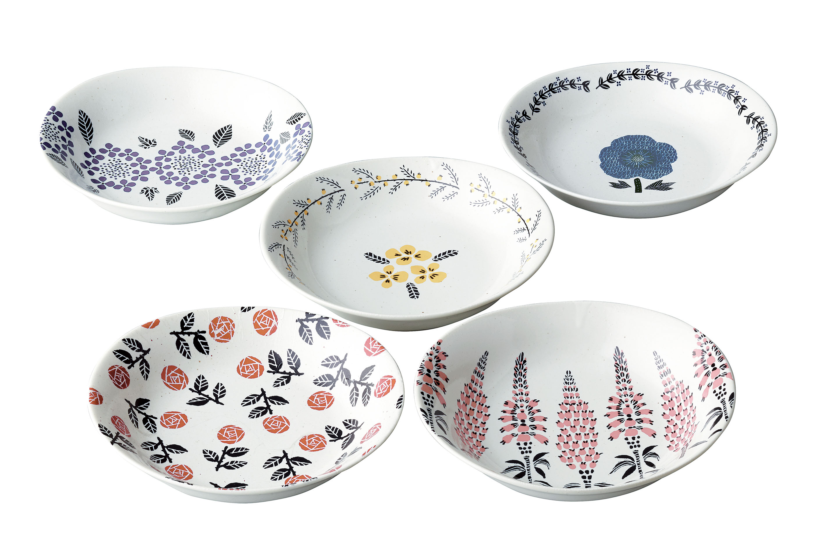 ブーケ　楕円パスタ皿セット 