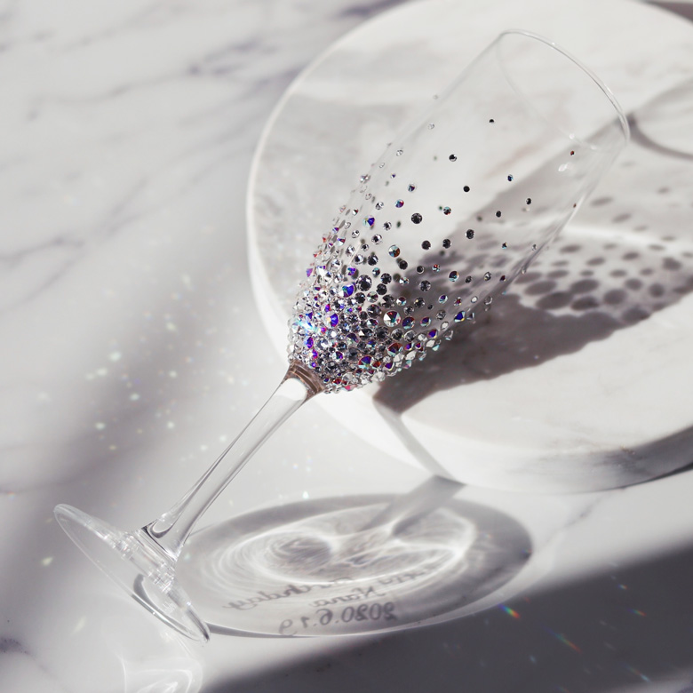 【名入れ】名入れ彫刻スワロフスキーシャンパングラス