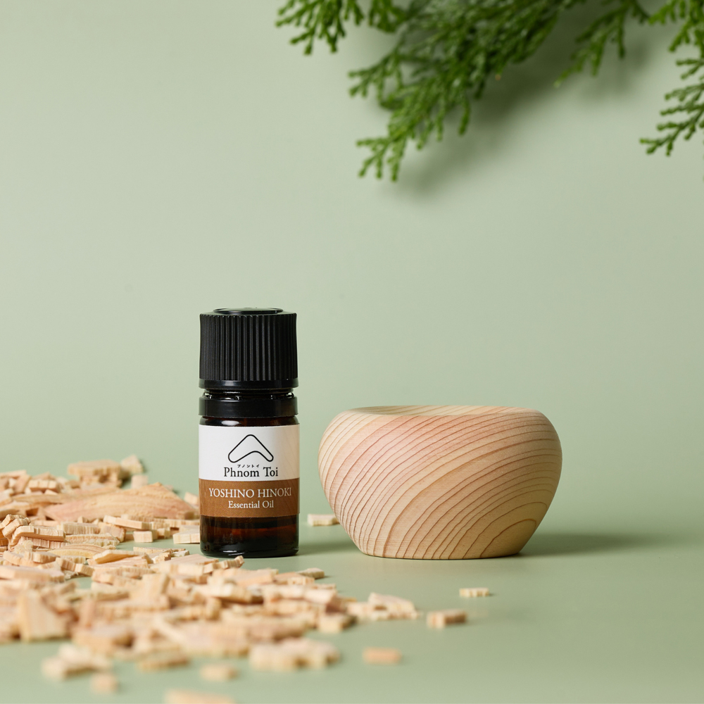 吉野ヒノキ精油5ml＋ウッドディフューザー［檜］セット の画像