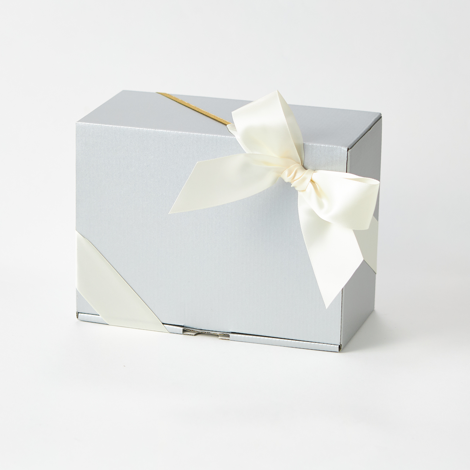 リボン付きシルバーBOX の画像