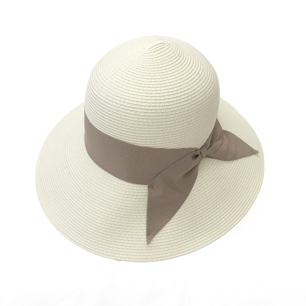 手軽に洗えるブレードBIGリボンHAT IVORY の画像